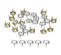 sourcing map 120Pcs Rhinestone Stud Refills, 9mm/0.35" Rhinestone Claw Beads Nailhead, Rivets Metal Spikes Rivet Decorative for DIY Leather Craft Making Purse Clothing Shoes Belt, Silver White
