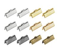 sourcing map 120Pcs Ribbon Crimp Clamp Ends, 16mm Bookmark Pinch Cord End Clasps for DIY Craft Making, 6 Assorted Colors