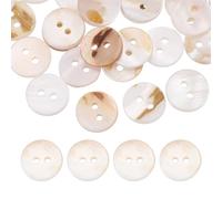 sourcing map 120Pcs Round Natural Shell Buttons,12.5mm 2 Holes Mother of Pearl Craft Seashell Sewing Buttons for Clothes Shirts Dresses Sewing DIY Craft Making, White
