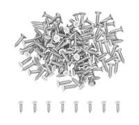 sourcing map 120Pcs ST2x8mm White Flat Countersunk Head Self Tapping Screws, Galvanized Carbon Steel Self Drilling Screws for Metal Sheet Metal Screw, Silver