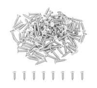 sourcing map 120Pcs ST3x10mm White Flat Countersunk Head Self Tapping Screws, Galvanized Carbon Steel Self Drilling Screws for Metal Sheet Metal Screw, Silver