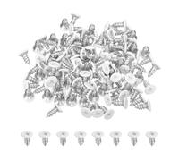 sourcing map 120Pcs ST4x10mm White Flat Countersunk Head Self Tapping Screws, Galvanized Carbon Steel Self Drilling Screws for Metal Sheet Metal Screw, Silver