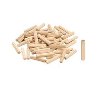 sourcing map 120Pcs Wooden Dowel Pins, M4 x 20mm Straight Dowel Rods Wood Fluted Dowels Rods for Crafts Furniture DIY Hardwood
