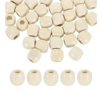 sourcing map 120Pcs Wooden Loose Beads, Colored Round Decorative Pony Beads, Craft Barrel Wood Ornaments for Macrame, Jewelry Making, Hair Braids, Bracelets, White