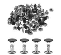 sourcing map 120Set Leather Rivets, 8mm Double Cap Rivet Tubular Metal Studs Repairs Decoration Craft Accessories for Repair Decorate Leather Craft Belt Bag Shoes Purse Belts, Matte Black