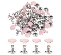 sourcing map 120Set Leather Rivets, 8mm Double Cap Rivet Tubular Metal Studs Repairs Decoration Craft Accessories for Repair Decorate Leather Craft Belt Bag Shoes Purse Belts, Pink