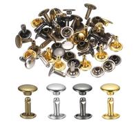 sourcing map 120Set Leather Rivets, 9mm Double Cap Rivet Tubular Metal Studs Repairs Decoration Craft Accessories for Repair Decorate Leather Craft Belt Bag Shoes Purse Belts, 4 Color