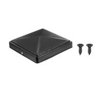 sourcing map 122 x 122mm Pyramid Post Cap, 1Pcs Galvanized Steel Fence Post Cover with Screws for Wood/Metal Fence Posts, Mailbox Pyramid Cover, Outdoor, Garden, Decks, Black