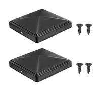 sourcing map 122 x 122mm Pyramid Post Cap, 2Pcs Galvanized Steel Fence Post Cover with Screws for Wood/Metal Fence Posts, Mailbox Pyramid Cover, Outdoor, Garden, Decks, Black