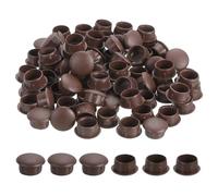 sourcing map 125Pcs Plastic Hole Plugs, 11/16" x 3/8"(DxH) Hole Cover Tubing End Cap for Round Holes(14mm), Cabinet Furniture Cupboard Shelves, Dark Brown