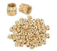 sourcing map 128 Pcs Threaded Inserts, M2.5 x 4mm L x 4mm OD Pure Brass Metric Knurled Nuts Female Threaded Heat Set Inserts Embedment Nut for 3D Printing Components and Plastic Materials