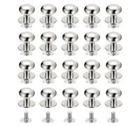 sourcing map 12mm Ball Head Stud Rivets Screw Back, 20Pack Round Head Button Nipple Rivet for DIY Leather Craft Handbag Belt, Silver Tone