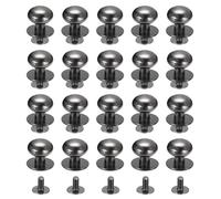 sourcing map 12mm Ball Head Stud Rivets Screw Back, 20Pack Round Head Button Nipple Rivet for DIY Leather Craft Handbag Belt, Metallic Black