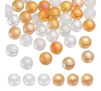 sourcing map 12mm Glass Mosaic Tiles, 300g Round Iridescent Glass Pieces Recycled Mosaic Tile Bulk for Vase Flower Pots Aquarium Decor Garden Project DIY Art Craft, White Gold Colors