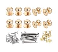 sourcing map 12mm Head Dia. Round Knobs Pull Handle, 10pcs Zinc Alloy for Drawer Pulls Gift Box Cabinet Door Knobs with M3x14,M3x25 Screws, Light Gold
