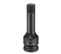 Sourcing Map 12mm Hex Impact Bit Socket H12 1/2" CR-MO Steel Phosphate Black Drive Adapter for Auto Mechanics Work Repair Maintain