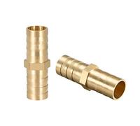 sourcing map 12mm or 1/2" ID Brass Barb Splicer Fitting,Straight Barb Hose Fitting Air Gas Water Fuel,2pcs
