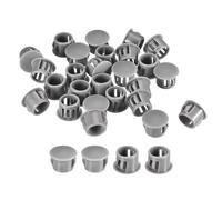 sourcing map 12mm Plastic Hole Plugs, 66Pcs Flush Type Panel Round Snap in Fastener Knockout Locking Plugs for Furniture Insert End Caps Panels, Gray