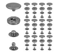sourcing map 12mm Snap Fastener Stainless Steel Press Stud Cap Kit, 15 Sets Heavy Duty Snap Button No Sewing for Bag Coats Marine Clothes Jackets Jeans Boat Canvas, Black