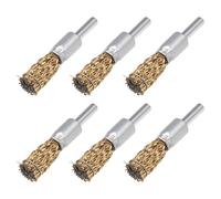 sourcing map 12mm Wire Wheel Brush Cup Copper Plated Crimped Steel with Shank 0.012-inch Wire Dia 6 Pcs