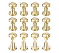 sourcing map 12Pack Brass Chicago Screws, 7x10mm Concave Screw Back Binding Post Nail Stud Rivets for DIY Leather Craft Belt Strap, Gold Tone
