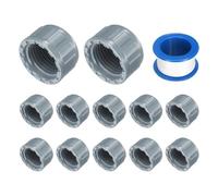 sourcing map 12Pcs 1/2 Inch PT Female Thread PVC Pipe Fitting Cap, Cleanout Water Drain End Caps, Pipe Plug Socket Fittings with Tape for Water Heater Supply Lines, Plumbing, Gray