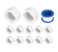 sourcing map 12Pcs 1/2 Inch PT Female Thread PVC Pipe Fitting Cap, Cleanout Water Drain End Caps, Pipe Plug Socket Fittings with Tape for Water Heater Supply Lines, Plumbing, White