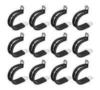 sourcing map 12Pcs 1-3/16 Inch(30mm) Cable Clamp 304 Stainless Steel Rubber Cushioned Insulated Clamp R Shape Metal Clamp for Tube Pipe Wire