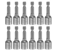 sourcing map 12Pcs 1/4" Hex Shank 10mm Magnetic Hex Socket 48mm Length CR-V Steel Quick-Release Impact Driver Socket Wrench Screw for Impact Drill Power Nut Setter