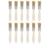 sourcing map 12Pcs 1 Inch Paint Brush Natural Bristle Flat Edge with Wood Handle Wall Treatment Tool for Paint, Varnishes, Glues