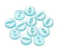 sourcing map 12pcs 14L Lake Blue Round Sewing Buttons 9mm 11/32" Resin 2-Hole Fish Eye Craft Replacement Button for Craft Decoration Pants Dress Skirt Clothing Fastener Buttons