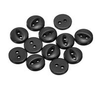 sourcing map 12pcs 16L Black Round Sewing Buttons 10mm 3/8" Resin 2-Hole Fish Eye Craft Replacement Button for Craft Decoration Pants Dress Skirt Clothing Fastener Buttons