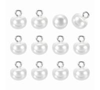 sourcing map 12pcs 16L Round Faux Pearl Buttons 10mm 3/8" Half Ball Dome Metal Shank Sewing Buttons Replacement DIY Small Button for Clothing Bridal Wedding Dress DIY Crafts, White