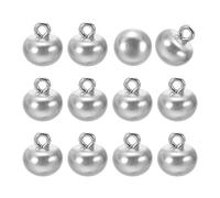 sourcing map 12pcs 16L Round Faux Pearl Buttons 10mm 3/8" Half Ball Dome Metal Shank Sewing Buttons Replacement DIY Small Button for Clothing Bridal Wedding Dress DIY Crafts, Gray
