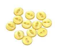 sourcing map 12pcs 16L Yellow Round Sewing Buttons 10mm 3/8" Resin 2-Hole Fish Eye Craft Replacement Button for Craft Decoration Pants Dress Skirt Clothing Fastener Buttons