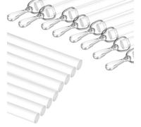 sourcing map 12Pcs 17" Acrylic Drapery Wand, Invisible Curtain Pull Rod with Hook, Universal Tilt Wand Replacement Part for High Hanging Curtain Opening-Closing, Clear