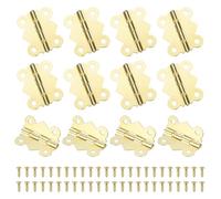 sourcing map 12Pcs 180 Degree Small Hinges for Wooden Box, 1.2" Long Folding Butt Hinges Cabinet Hinges with Screws for Cabinet Doors Wooden Box Drawer (Gold)