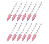 sourcing map 12pcs 180 Grits Abrasive Mounted Stone 2.35mm Shank 1/4"(6mm) Dia Pointed Point Heads Stone Grinding and Polishing Wheels for Nail Polishing