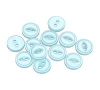 sourcing map 12pcs 18L Light Blue Round Sewing Buttons 11.5mm 15/32" Resin 2-Hole Fish Eye Craft DIY Replacement Button for Craft Pants Dress Skirt Clothing Fastener Buttons