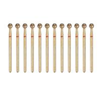 sourcing map 12pcs 200-230 Grits Diamond Grinding Bit 4.5mm Ball Head 2.35mm Shank 4.5mm Length Titanium Plated Stone Sanding Drill Bits Rotary Tool for Nails Grinding Polishing
