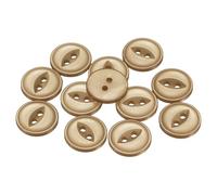 sourcing map 12pcs 24L Brown Round Sewing Buttons 15mm 5/8" Resin 2-Hole Fish Eye Craft DIY Replacement Button for Craft Pants Dress Skirt Clothing Fastener Buttons