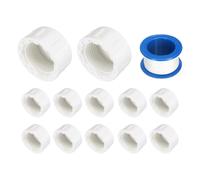 sourcing map 12Pcs 3/4 Inch PT Female Thread PVC Pipe Fitting Cap, Cleanout Water Drain End Caps, Pipe Plug Socket Fittings with Tape for Water Heater Supply Lines, Plumbing, White