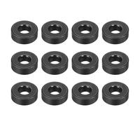 sourcing map 12pcs 3/8" Black Flat Washer for M10 Screw, Steel Metal Washers 10mm ID 26mm OD 10mm Length for Industrial, Screws Bolts