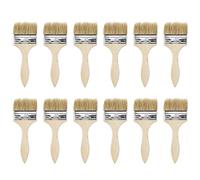 sourcing map 12Pcs 3 Inch Paint Brush Natural Bristle Flat Edge with Wood Handle Wall Treatment Tool for Paint, Varnishes, Glues