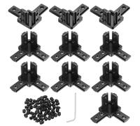 sourcing map 12Pcs 3-Way End Corner Brackets, Zinc Alloy Interior Corner Connectors with M6 Screws and Wrench for 3030 Series Aluminum Extrusion Profile, Black