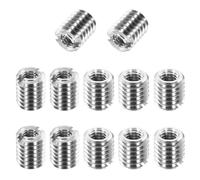 sourcing map 12Pcs 316 Stainless Steel Thread Reducing Nuts, M5x0.8 Male to M3x0.5 Female 6mm Long Metric Repairing Insert Nut Screw Threaded Adapters Sleeve Reducer Conversion Fastener