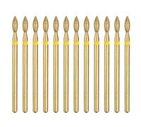 sourcing map 12pcs 325-400 Grits Diamond Grinding Bit 2.6mm Oval Head 2.35mm Shank 7mm Length Titanium Plated Stone Sanding Drill Bits Rotary Tool for Nails Grinding Polishing