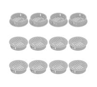 sourcing map 12Pcs 35mm/1.38" Circular Soffit Air Vents, Plastic Soffit Vent Cover, Round Mesh Hole Louver for Bathroom Kitchen Cabinet Wardrobe, Light Gray