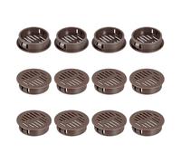sourcing map 12Pcs 35mm/1.38" Circular Soffit Air Vents, Plastic Soffit Vent Cover, Round Mesh Hole Louver for Bathroom Kitchen Cabinet Wardrobe, Dark Brown