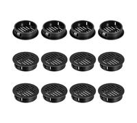 sourcing map 12Pcs 35mm/1.38" Circular Soffit Air Vents, Plastic Soffit Vent Cover, Round Mesh Hole Louver for Bathroom Kitchen Cabinet Wardrobe, Black